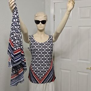 Live and Let Live Red and Blue Sleeveless Tank Top Size L